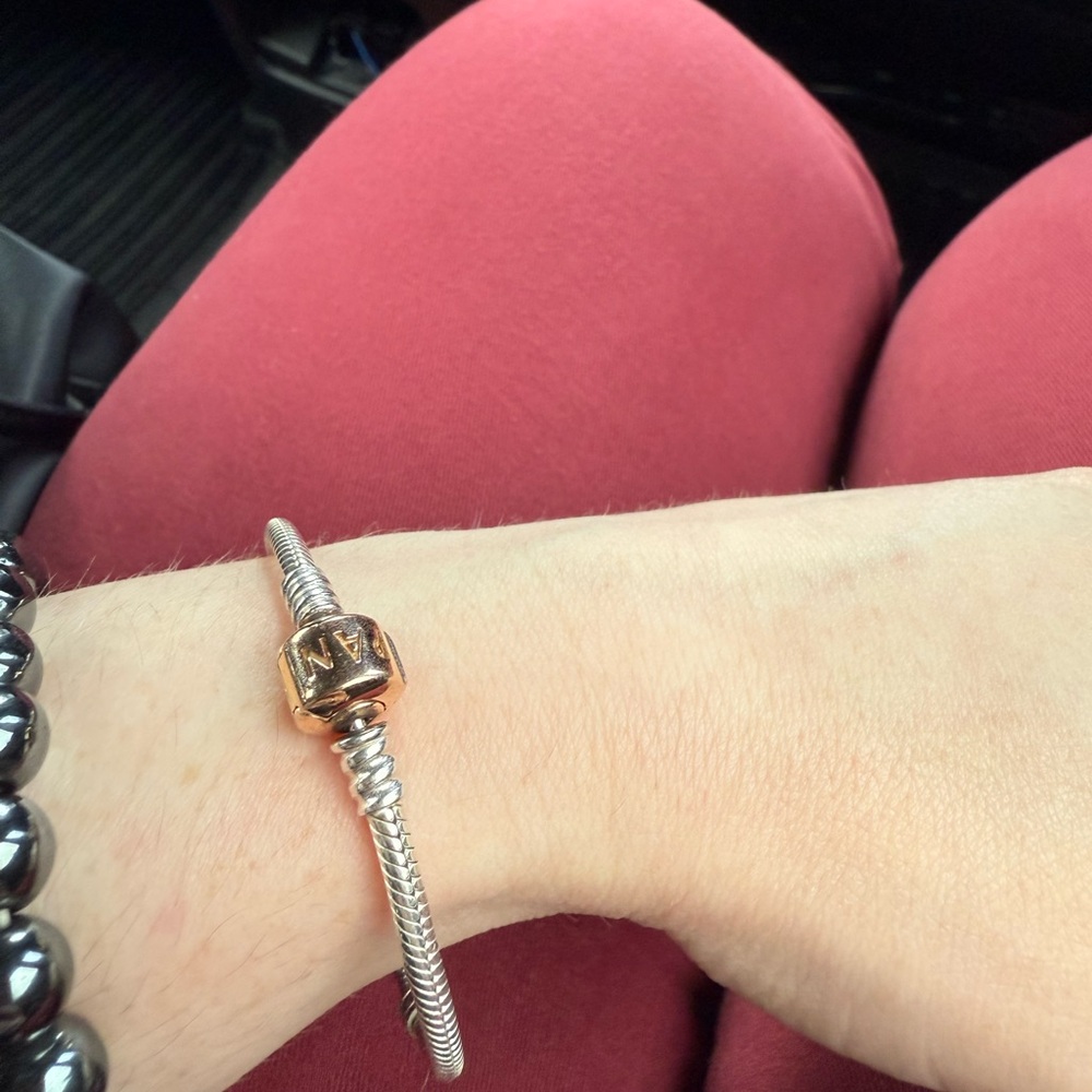 Pandora Silver Bracelet Rose Gold Clasp
